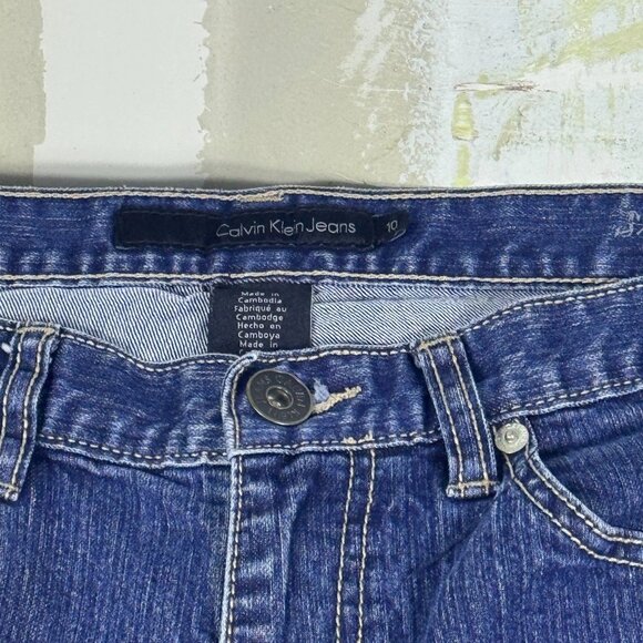 Calvin Klein Straight Leg Jeans Womens Navy Blue Denim 5-Pocket Classic Size 10 - Picture 8 of 13
